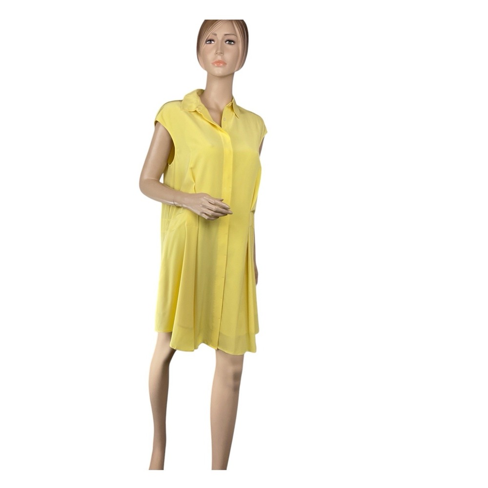 $395 TORY BURCH Gigi‎ Lemon Curd Cap Sleeve Silk Shirtdress Dress Size 8